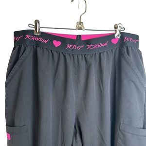 Betsey Johnson Scrub Womens 2X Black Straight Leg Pants w/ side pockets